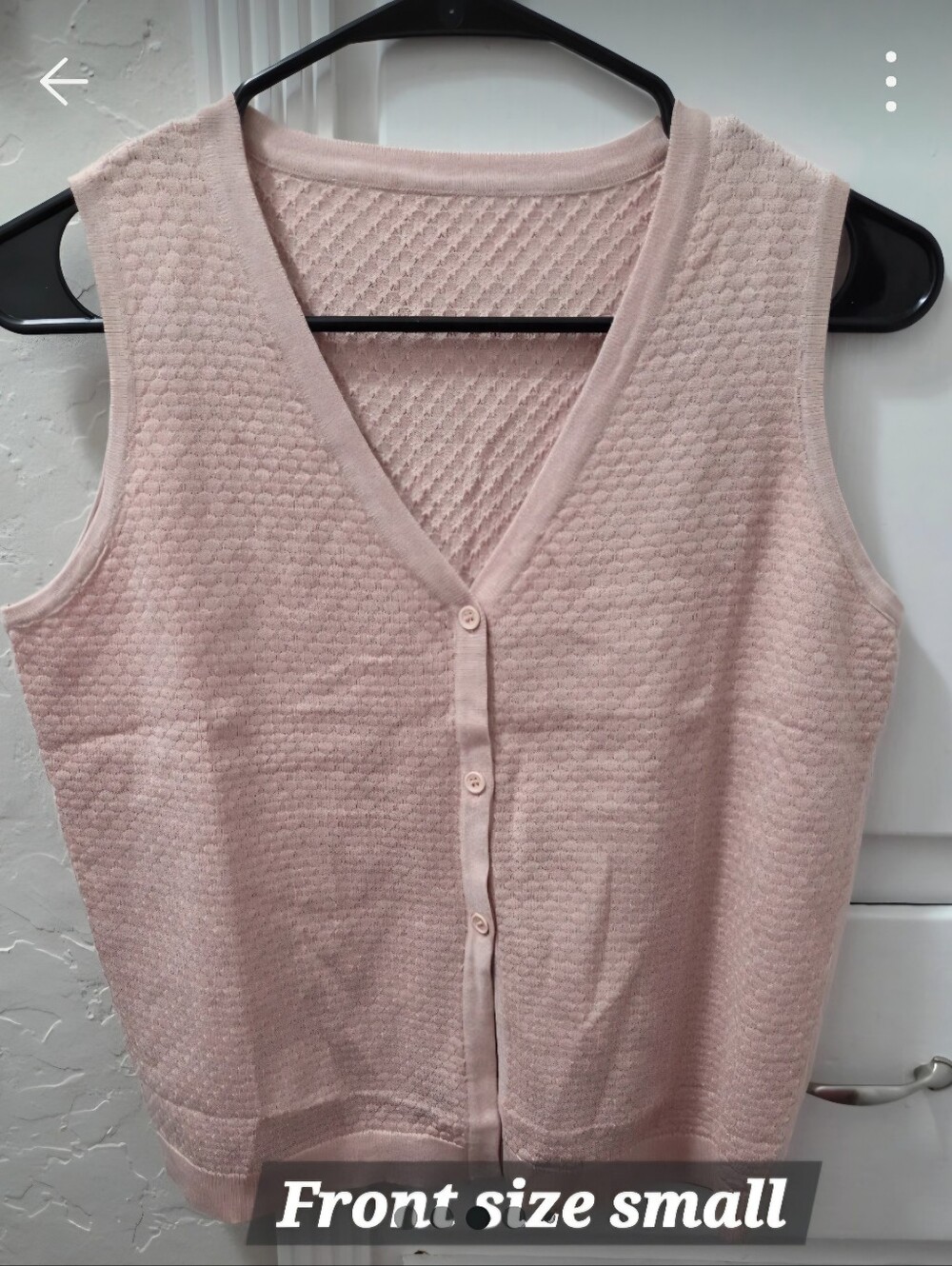 Light Pink Knit Button Top/Skirt Set. Size Small.